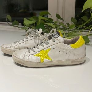 Fashionable, comfortable and fairly worn.